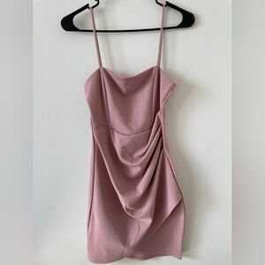 Sleeveless Mauve Pink Draped Mini Dress